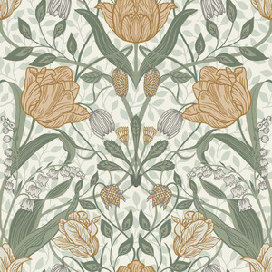 Galerie 33006 - Apelviken Leafy Vines Blossom White/yellow Galerie Wallpaper roll - luxury design for UK feature walls