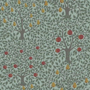 Galerie 33014 - Apelviken Apples Pears Branches Green Galerie Wallpaper roll - luxury design for UK feature walls
