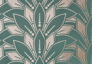 1907-139-02 - Elodie Art Deco Leaf Flock Ivory 1838 Wallpaper 1907-139-02 - Elodie Art Deco Leaf Flock Ivory 1838 Wallpaper