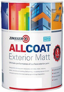 1ltr Zinsser AllCoat Multi Surface Paint Matt Finish White *No Primer*