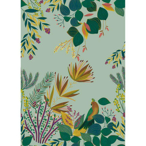 101517209 - Beauty Full Image Cockatoo Foliage Flowers Green Casadeco Mural
