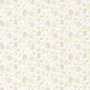 82735206 - Happy Dreams Floral Motifs Foliage Purple Casadeco Wallpaper