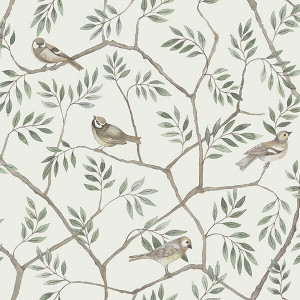 Galerie 27015 - Morgongava Tree Birds Beige Galerie Wallpaper roll - luxury design for UK feature walls