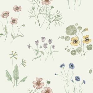 Galerie 27022 - Morgongava Floral Stems White Galerie Wallpaper roll - luxury design for UK feature walls