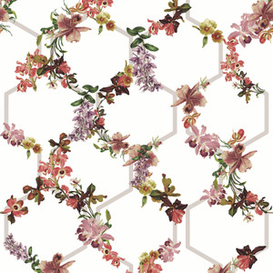 Galerie 12645 - Ted Baker Fantasia Geometric Floral Multicoloured Galerie Wallpaper roll - luxury design for UK feature walls