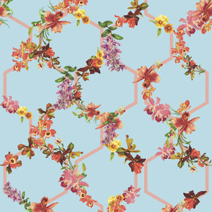 Galerie 12648 - Ted Baker Fantasia Geometric Floral Multicoloured Galerie Wallpaper roll - luxury design for UK feature walls
