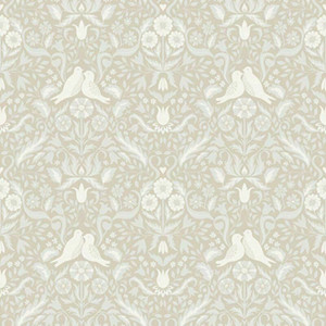 Galerie 14026 - Ekbacka Floral Doves Beige Galerie Wallpaper roll - luxury design for UK feature walls