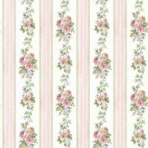 Galerie CN24639 - Rose Garden Trailing Roses Striped Pink Galerie Wallpaper roll - luxury design for UK feature walls