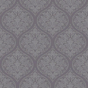 Galerie 7008 - Emporium Henna Trellis Purple and Silver Galerie Wallpaper roll - luxury design for UK feature walls