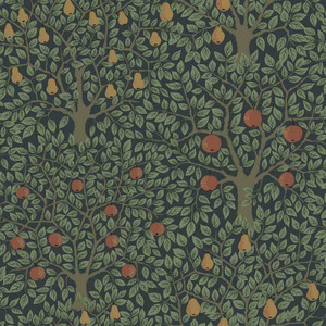 Galerie 44110 - Apelviken2 Apples and Pears Black Green Galerie Wallpaper roll - luxury design for UK feature walls