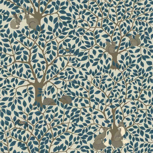 Galerie 44113 - Apelviken2 Forest Animals Blue Galerie Wallpaper roll - luxury design for UK feature walls