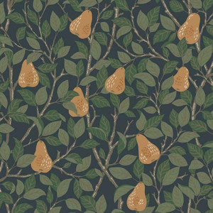 Galerie S13104 - Sommarang Leaves and Pears Blue Galerie Wallpaper roll - luxury design for UK feature walls