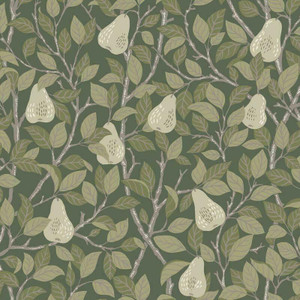Galerie S13105 - Sommarang Leaves and Pears Green Galerie Wallpaper roll - luxury design for UK feature walls