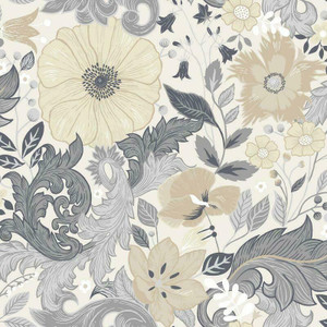Galerie S13106 - Sommarang Scandinavian Bloom White Galerie Wallpaper roll - luxury design for UK feature walls