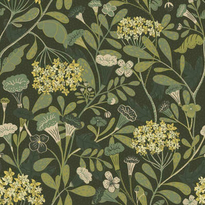 Galerie S55022 - Sommarang Abstract Flora Dark Green Galerie Wallpaper roll - luxury design for UK feature walls