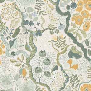 Galerie S65103 - Sommarang Floral Vines White Orange Galerie Wallpaper roll - luxury design for UK feature walls