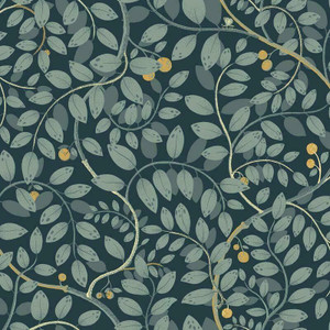 Galerie S65106 - Sommarang Leafy Vines Blue Galerie Wallpaper roll - luxury design for UK feature walls