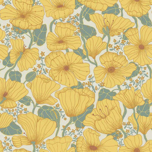 Galerie S65112 - Sommarang Poppies Yellow Galerie Wallpaper roll - luxury design for UK feature walls