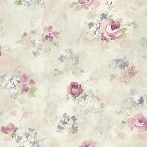 Galerie AF37710 - Abby Rose 4 Morning Dew Faded Roses Plum Grey Blue Galerie Wallpaper roll - luxury design for UK feature walls