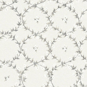 Galerie AF37744 - Abby Rose 4 Floral Laurel Light Grey Black Galerie Wallpaper roll - luxury design for UK feature walls