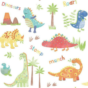 Galerie G78364 - Tiny Tots 2 Dinosaurs Primary Galerie Wallpaper roll - luxury design for UK feature walls
