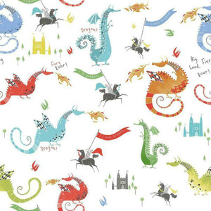 Galerie G78368 - Tiny Tots 2 Dragons Knights Castles Bright Colours Galerie Wallpaper roll - luxury design for UK feature walls