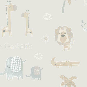 Galerie G78379 - Tiny Tots 2 Jungle Friends Greige Tan Galerie Wallpaper roll - luxury design for UK feature walls