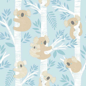 Galerie G78386 - Tiny Tots 2 Koalas Light Blues Glitter Galerie Wallpaper roll - luxury design for UK feature walls