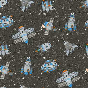 Galerie G78410 - Tiny Tots 2 Spaceships Rockets Black Blue Orange Galerie Wallpaper roll - luxury design for UK feature walls