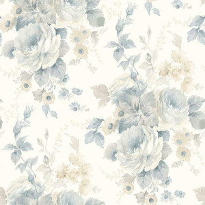 Galerie RG35727 - Rose Garden Trailing Roses Blue Galerie Wallpaper roll - luxury design for UK feature walls