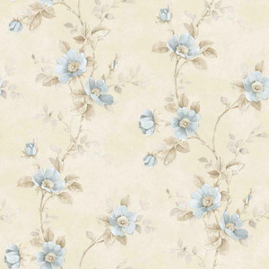 Galerie RG35732 - Rose Garden Vine Roses Blue Galerie Wallpaper roll - luxury design for UK feature walls
