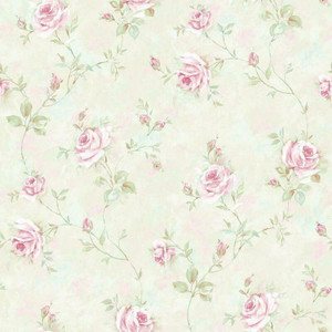 Galerie RG35740 - Rose Garden Vine Roses Green Galerie Wallpaper roll - luxury design for UK feature walls