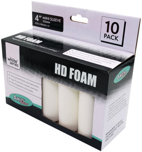 Axus Decor HD 4" Foam Mini Radiator Roller Sleeve White (Pack of 10)