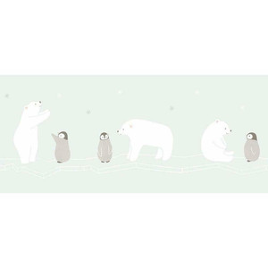 82866234 - Happy Dreams Polar Bear Penguins Blue Casadeco Wallpaper Border