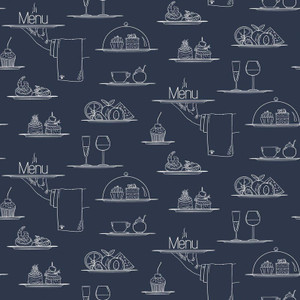 Galerie G45407 - Just Kitchens Chalkboard Menu Navy Galerie Wallpaper roll - luxury design for UK feature walls
