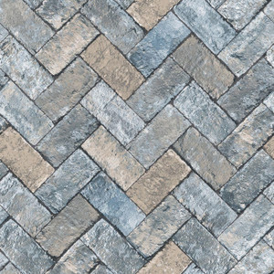 Galerie G45425 - Just Kitchens Herringbone Brick Blues Taupe Galerie Wallpaper roll - luxury design for UK feature walls