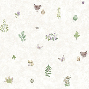 Galerie G45442 - Just Kitchens Meadow Spot Beige Green Lilac Galerie Wallpaper roll - luxury design for UK feature walls