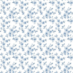 Galerie G78481 - Secret Garden Anenome Mini Blues, white Galerie Wallpaper roll - luxury design for UK feature walls