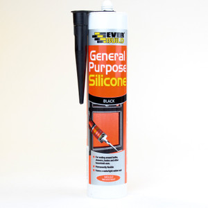 6 x 280ml Everbuild General Purpose Silicone Sealant Black 6 x 280ml Everbuild General Purpose Silicone Sealant Black