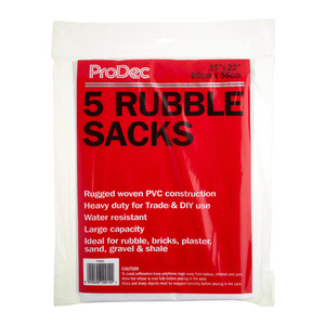 ProDec 5 Pack Ultra-Strong Woven Heavy Duty Builder's Rubble Sacks (PWR55)