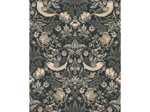 Galerie ET11200 - Arts and Crafts Fragaria Garden Black Cream Taupe Galerie Wallpaper roll - luxury design for UK feature walls