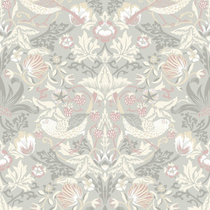 ET11208 - Arts and Crafts Fragaria Garden Grey Taupe White Galerie Wallpaper ET11208 - Arts and Crafts Fragaria Garden Grey Taupe White Galerie Wallpaper