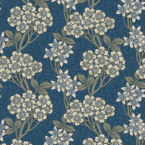 ET12012 - Arts and Crafts Floral Vine Dark Blue Green White Galerie Wallpaper ET12012 - Arts and Crafts Floral Vine Dark Blue Green White Galerie Wallpaper