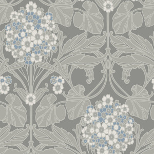 ET12105 - Arts and Crafts Floral Hydrangea Grey Blue White Galerie Wallpaper ET12105 - Arts and Crafts Floral Hydrangea Grey Blue White Galerie Wallpaper