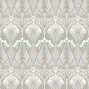 ET12424 - Arts and Crafts Dragonfly Damask Taupe Beige Blue Galerie Wallpaper ET12424 - Arts and Crafts Dragonfly Damask Taupe Beige Blue Galerie Wallpaper