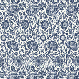 ET12502 - Arts and Crafts Tonal Floral Trail Blue White Galerie Wallpaper ET12502 - Arts and Crafts Tonal Floral Trail Blue White Galerie Wallpaper