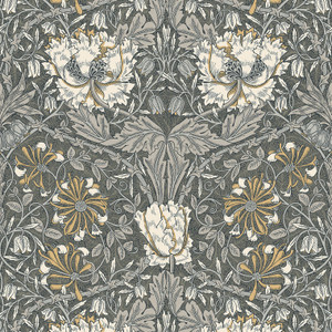 ET12608 - Arts and Crafts Ogee Flora Charcoal Cream Yellow Galerie Wallpaper ET12608 - Arts and Crafts Ogee Flora Charcoal Cream Yellow Galerie Wallpaper