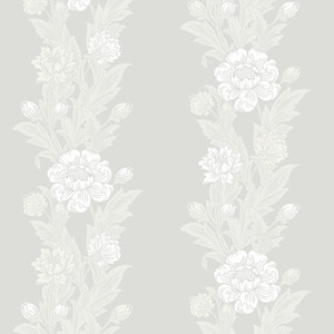 Galerie ET12708 - Arts and Crafts Blooming Stripe White Beige Galerie Wallpaper roll - luxury design for UK feature walls