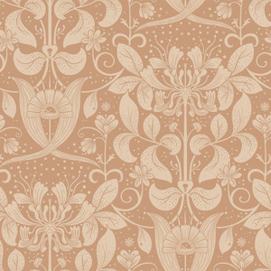 Galerie 83128 - Hjarterum Honeysuckle Damask Orange Galerie Wallpaper roll - luxury design for UK feature walls