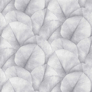 Galerie 34598 - Kumano Repeatable Palm Leaf Mural Silver Grey Galerie Wallpaper roll - luxury design for UK feature walls